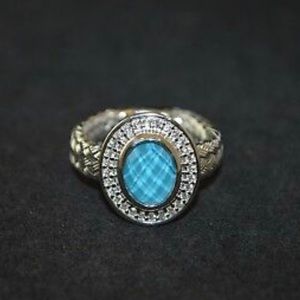 Charles Garnier sterling silver ring w/ blue topaz